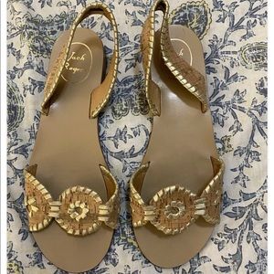 Jack Rogers Gold and Raffia Sandals